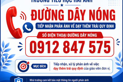 TRƯỜNG TIỂU HỌC HẢI ANH THIẾT LẬP VÀ CÔNG KHAI ĐƯỜNG DÂY NÓNG TIẾP NHẬN PHẢN ÁNH VỀ DẠY THÊM TRÁI QUY ĐỊNH